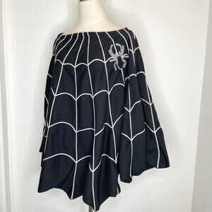 Grandinroad Spider Web Poncho Adult Unisex Black Cape